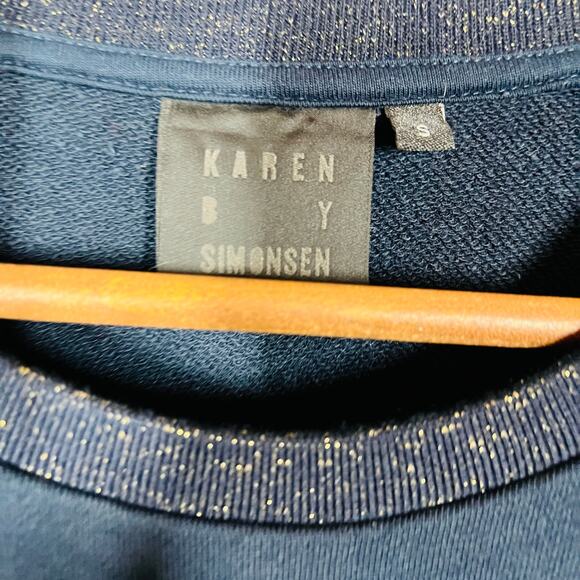 Karen by Simonsen Knit Sweatshirt Pullover Metallic Long Sleeve Navy - S - Picture 4 of 5